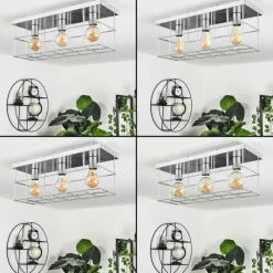 Lampes Industrielles-hofstein Plafonnier Fevaag Chrome, Argenté, 3 lumières