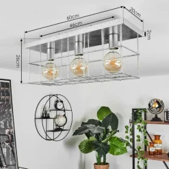 Lampes Industrielles-hofstein Plafonnier Fevaag Chrome, Argenté, 3 lumières