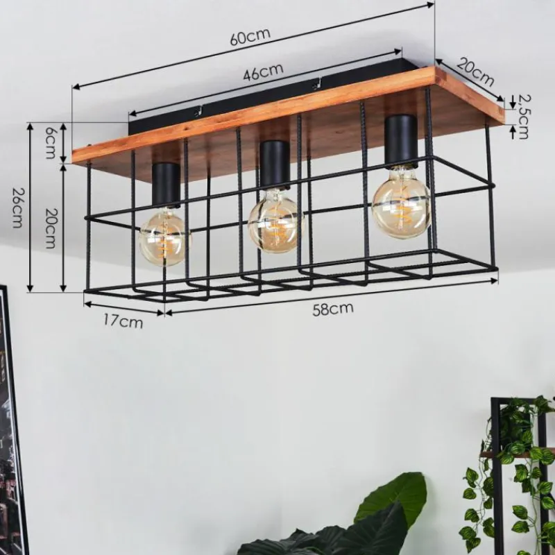 hofstein Plafonnier Fevaag Écru, Noir, 3 lumières
