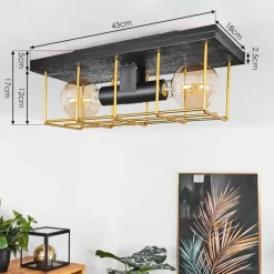 Lampes Dorées-hofstein Plafonnier Fevaag Or, Noir, 2 lumières