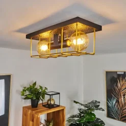 Lampes Dorées-hofstein Plafonnier Fevaag Or, Noir, 2 lumières