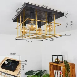 Lampes Dorées-hofstein Plafonnier Fevaag Or, Noir, 4 lumières