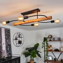 Lampes En Bois-hofstein Plafonnier Finnfjord Écru, Noir, 4 lumières