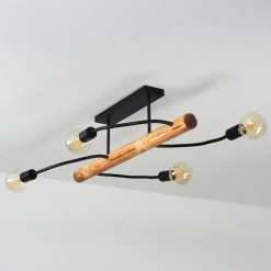 Lampes En Bois-hofstein Plafonnier Finnfjord Écru, Noir, 4 lumières