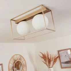 hofstein Plafonnier Finnseter Champagne, 2 lumières