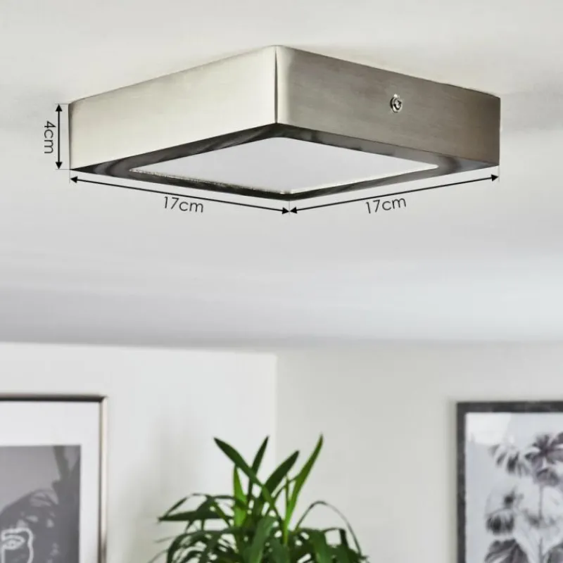hofstein Plafonnier Finsrud LED Nickel mat, 1 lumière