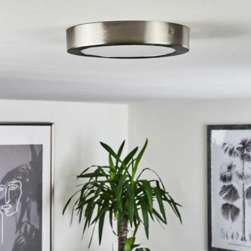 hofstein Plafonnier Finsrud LED Nickel mat, 1 lumière