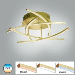 Luminaires Fischer & Honsel Plafonnier Fischer & Honsel Cross TW LED Laiton, 5 lumières, Télécommandes* Éclairage Led
