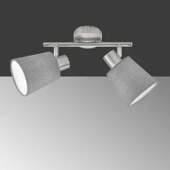 Lampes En Tissu-Luminaires Fischer & Honsel Plafonnier Fischer & Honsel Jeff Nickel mat, 2 lumières