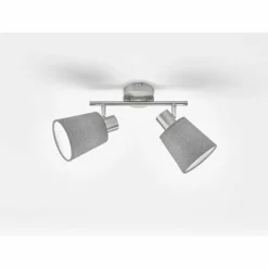 Lampes En Tissu-Luminaires Fischer & Honsel Plafonnier Fischer & Honsel Jeff Nickel mat, 2 lumières