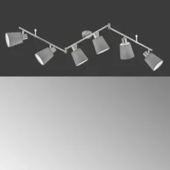 Lampes En Tissu-Luminaires Fischer & Honsel Plafonnier Fischer & Honsel Jeff Nickel mat, 6 lumières