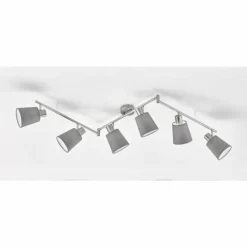 Lampes En Tissu-Luminaires Fischer & Honsel Plafonnier Fischer & Honsel Jeff Nickel mat, 6 lumières