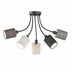 Lampes En Tissu-Luminaires Fischer & Honsel Plafonnier Fischer & Honsel Koi Noir, 5 lumières