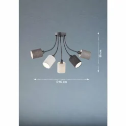 Lampes En Tissu-Luminaires Fischer & Honsel Plafonnier Fischer & Honsel Koi Noir, 5 lumières