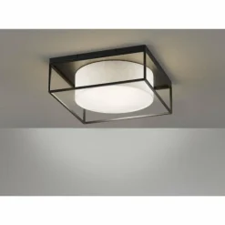 Lampes En Tissu-Luminaires Fischer & Honsel Plafonnier Fischer & Honsel Carre Noir, 3 lumières