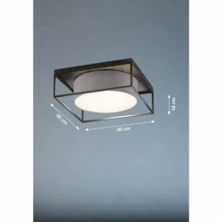 Lampes En Tissu-Luminaires Fischer & Honsel Plafonnier Fischer & Honsel Carre Noir, 3 lumières