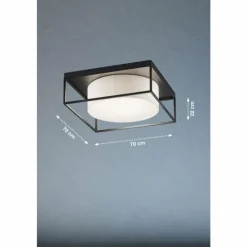 Lampes En Tissu-Luminaires Fischer & Honsel Plafonnier Fischer & Honsel Carre Noir, 3 lumières