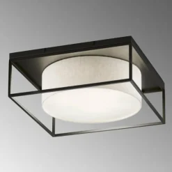 Lampes En Tissu-Luminaires Fischer & Honsel Plafonnier Fischer & Honsel Carre Noir, 3 lumières