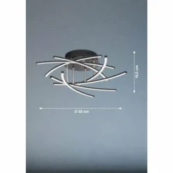 Luminaires Fischer & Honsel Plafonnier Fischer & Honsel Cross TW LED Noir, 7 lumières, Télécommandes* Éclairage Led