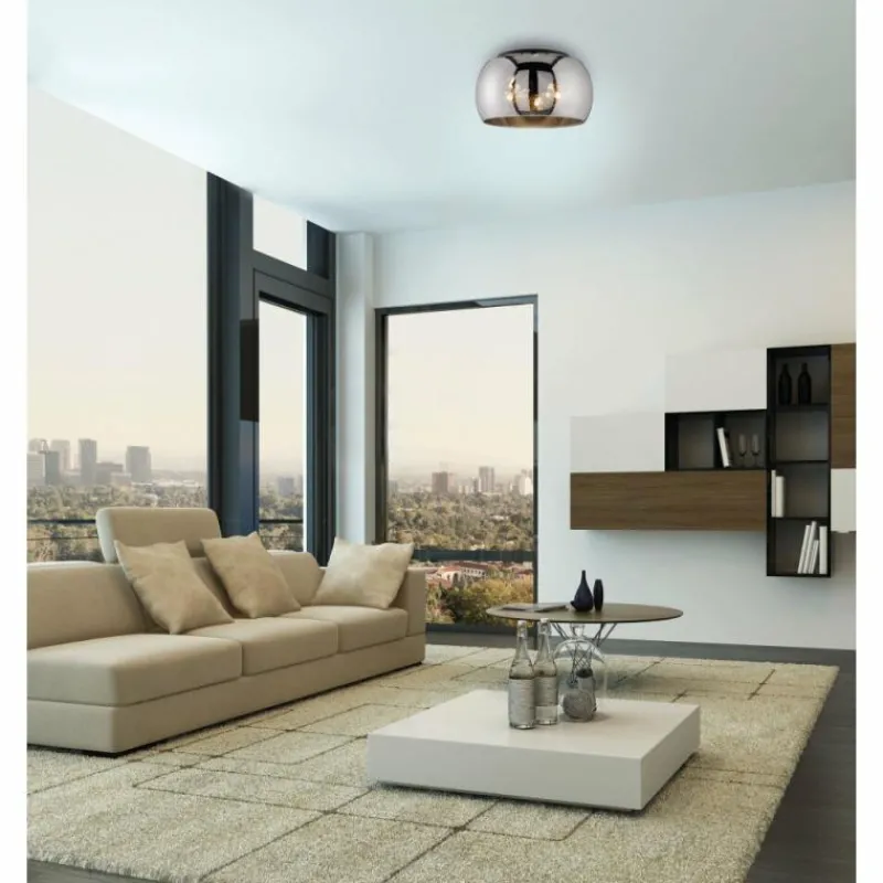 Suspension Verre Fumé-Luminaires Fischer & Honsel Plafonnier Fischer & Honsel Dima Noir, 3 lumières