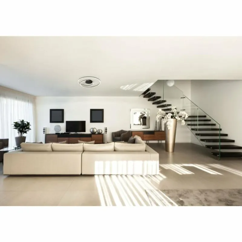 Luminaires Fischer & Honsel Plafonnier Fischer & Honsel Holy LED Noir, 1 lumière, Télécommandes* Éclairage Led