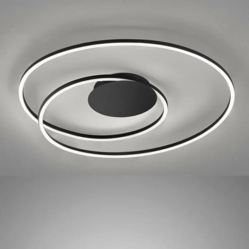 Luminaires Fischer & Honsel Plafonnier Fischer & Honsel Holy LED Noir, 1 lumière, Télécommandes* Éclairage Led