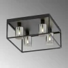 Suspension Verre Fumé-Luminaires Fischer & Honsel Plafonnier Fischer & Honsel Iska Noir, 4 lumières