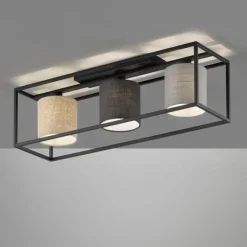 Lampes En Tissu-Luminaires Fischer & Honsel Plafonnier Fischer & Honsel Isko Noir, 3 lumières