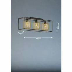 Lampes Dorées-Luminaires Fischer & Honsel Plafonnier Fischer & Honsel Caydo Noir, 3 lumières