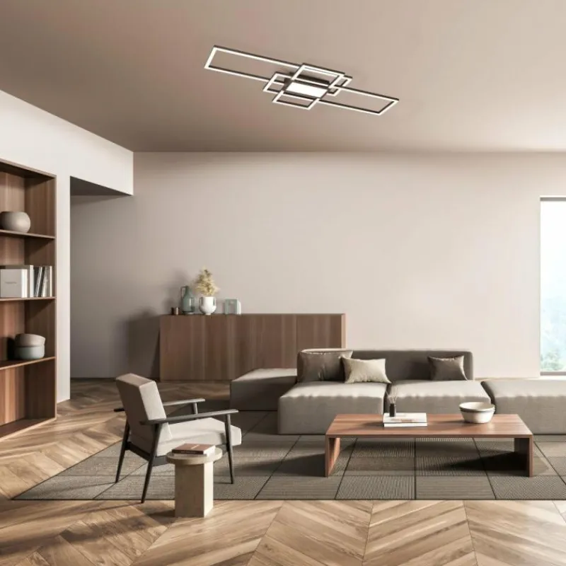 Luminaires Fischer & Honsel Plafonnier Fischer & Honsel Seth LED Noir, 1 lumière, Télécommandes* Éclairage Led