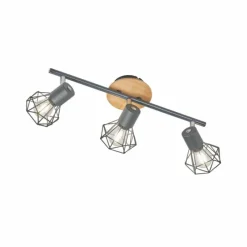 Lampes En Bois-Luminaires Fischer & Honsel Plafonnier Fischer & Honsel Ran Gris, Couleur bois, 3 lumières