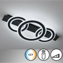 Luminaires Fischer & Honsel Plafonnier Fischer & Honsel Circle LED Noir, 1 lumière, Télécommandes