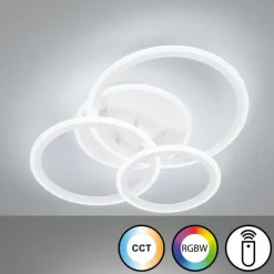 Luminaires Fischer & Honsel Plafonnier Fischer & Honsel Gelder LED Blanc, 1 lumière, Télécommandes, Changeur de couleurs