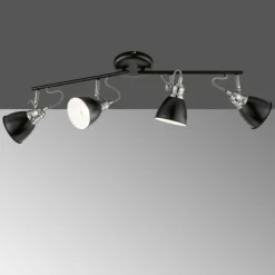 Luminaires Fischer & Honsel Plafonnier Fischer-Honsel Wales Noir, 4 lumières* Plafonniers