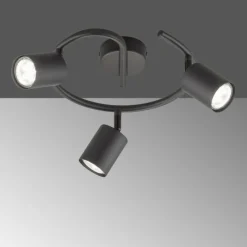 Luminaires Fischer & Honsel Plafonnier Fischer-Honsel Vano Noir, 3 lumières* Spots Et Projecteurs