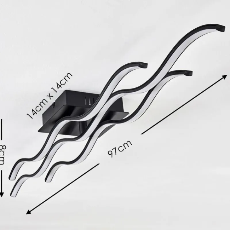 hofstein Plafonnier Flow LED Noir, 2 lumières