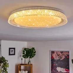 hofstein Plafonnier Fondaco LED Blanc, 1 lumière, Télécommandes, Changeur de couleurs