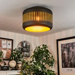 Lampes Dorées-hofstein Plafonnier Fournie Noir, 1 lumière