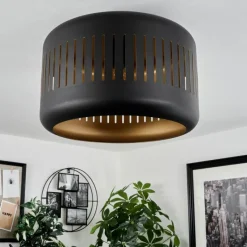 Lampes Dorées-hofstein Plafonnier Fournie Noir, 1 lumière