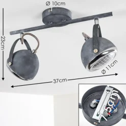 hofstein Plafonnier Foverup Chrome, Gris, 2 lumières