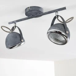 hofstein Plafonnier Foverup Chrome, Gris, 2 lumières