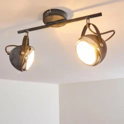 hofstein Plafonnier Foverup Chrome, Gris, 2 lumières