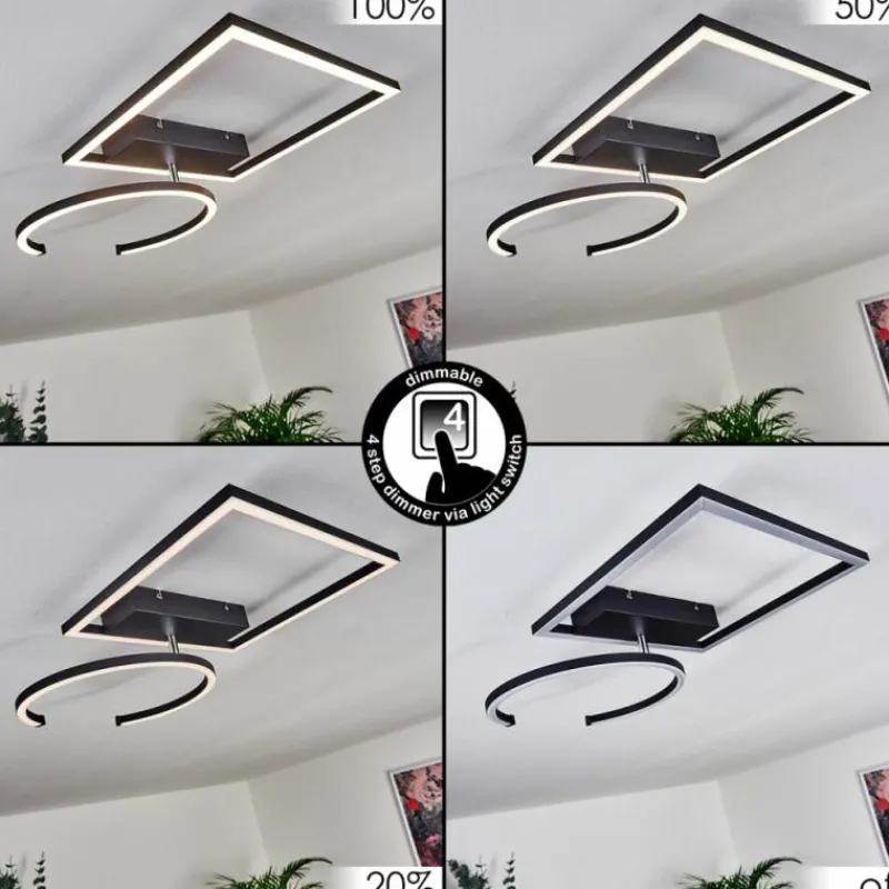 hofstein Plafonnier Frederick LED Noir, Blanc, 1 lumière