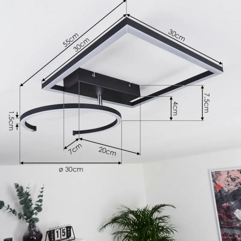 hofstein Plafonnier Frederick LED Noir, Blanc, 1 lumière