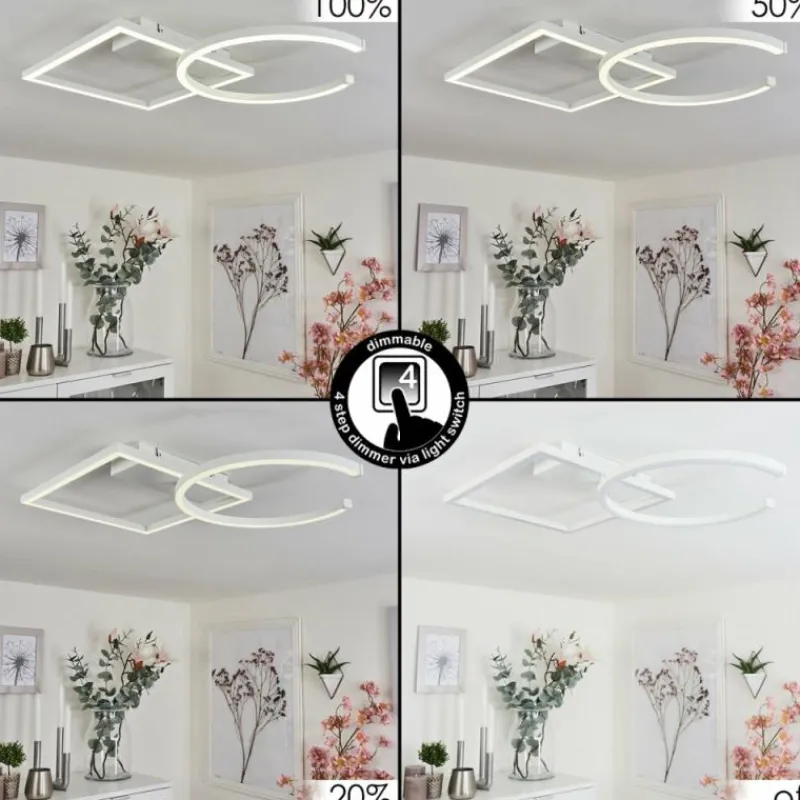 hofstein Plafonnier Frederick LED Chrome, Blanc, 1 lumière