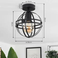 Lampes Industrielles-hofstein Plafonnier Freguesia Noir, 1 lumière