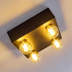 Lampes Vintages & Rétros-hofstein Plafonnier Fria Noir, 4 lumières