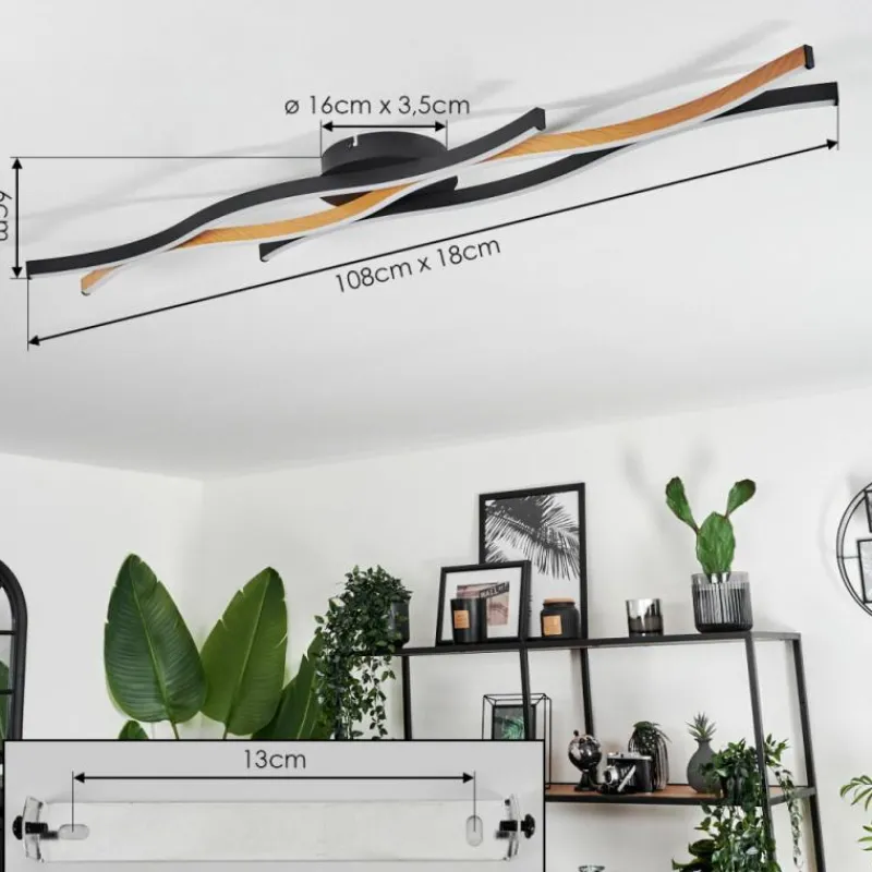 hofstein Plafonnier Fuliola LED Noir, 1 lumière