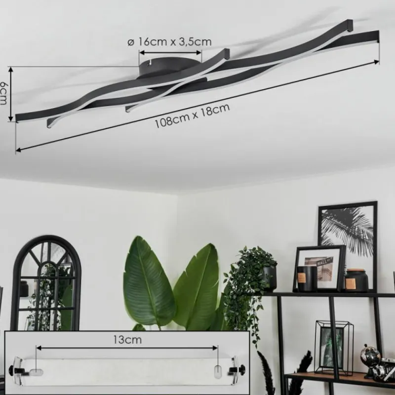 hofstein Plafonnier Fuliola LED Noir, 1 lumière