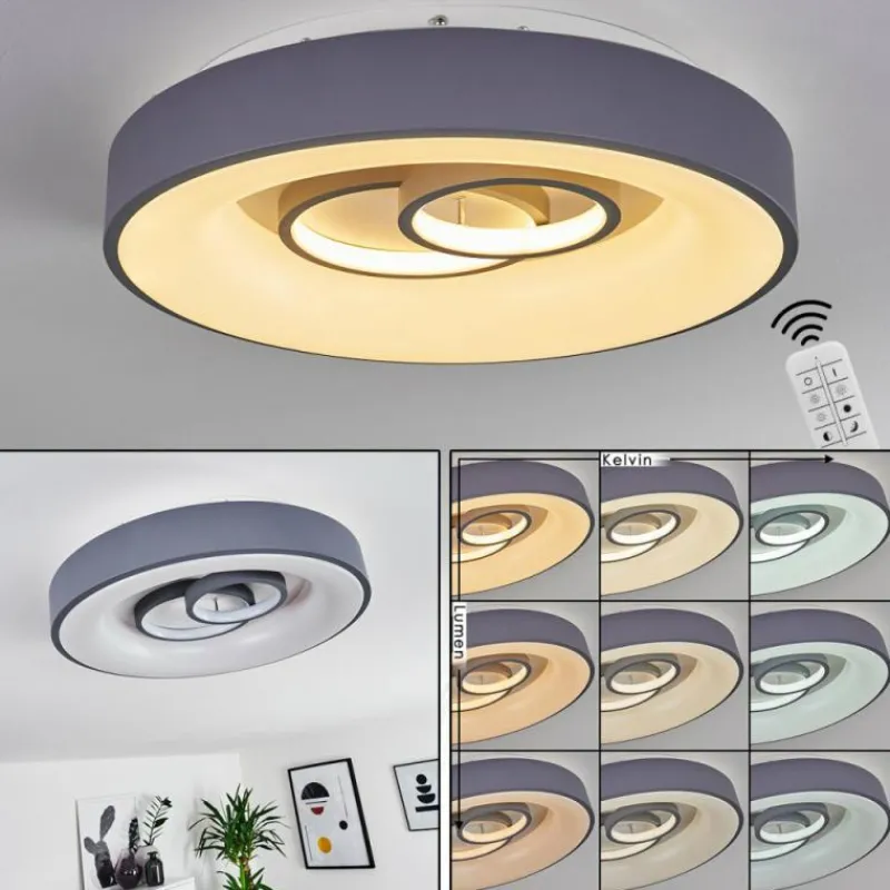 hofstein Plafonnier Gabbiana LED Gris, Blanc, 1 lumière, Télécommandes